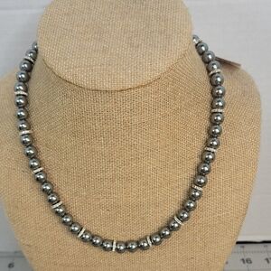 Lauren Ralph Lauren Silver/Gray Faux Pearl Rhinestone Necklace NWT